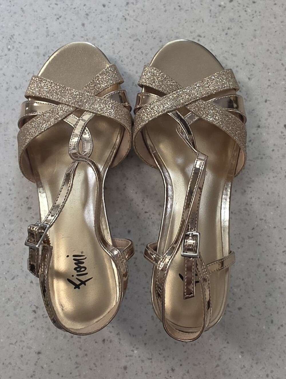 FIONI Gold Glitter Strappy Sandals for Women
